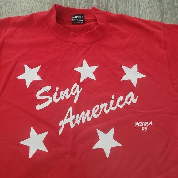 Vintage 90s 1995 MBMA Sing America Size Medium Short Sleeve Shirt Made In USA - Picture 2 of 8
